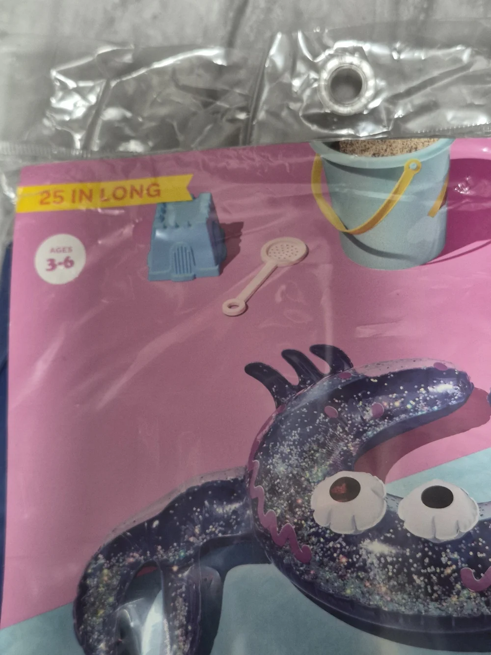Sun Squad Kids' Purple Glitter Crab Split Ring Swim Tube SZ 3-6